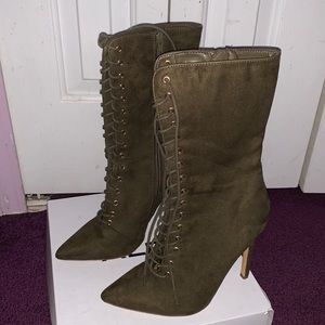 Olive Green Heel Boots